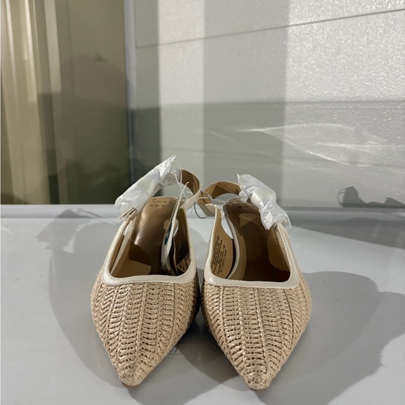 Woven Pointed-Toe Slingback Heels in Beige - Picture 2 of 2